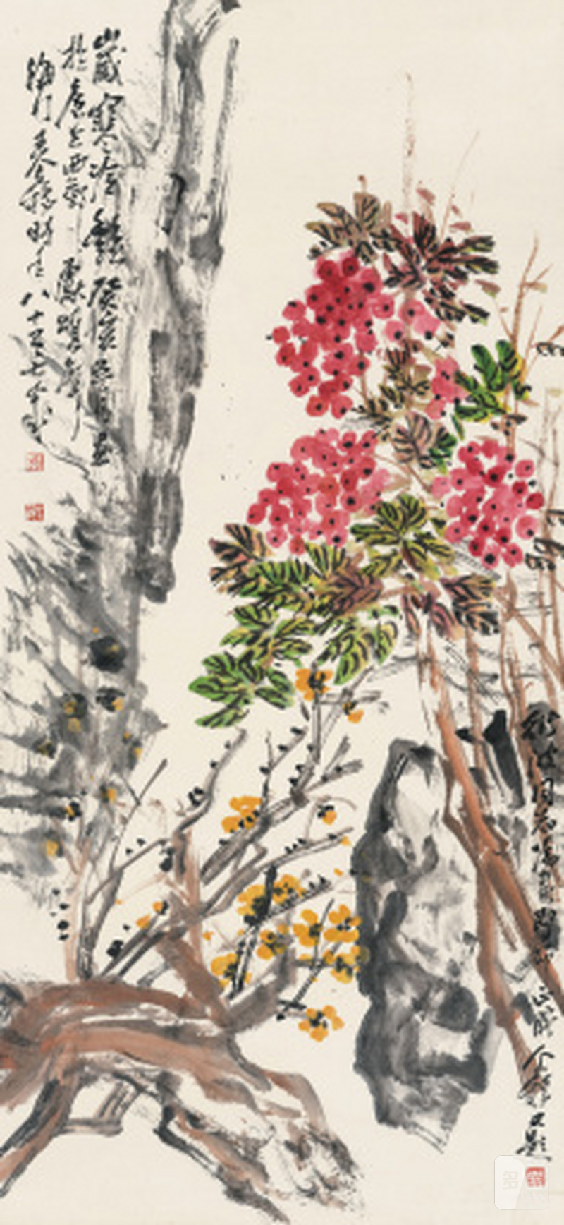 王个簃 1897-1988 岁寒冷艷 - 图1